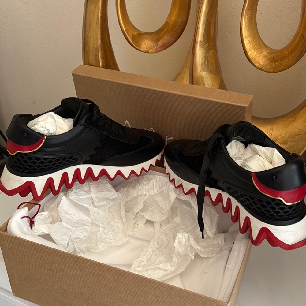Christian Louboutin Black and Red Dynamic Sneakers